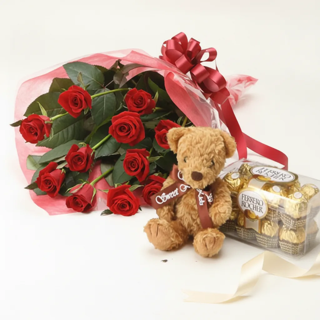 Roses, Teddy And Chocolates