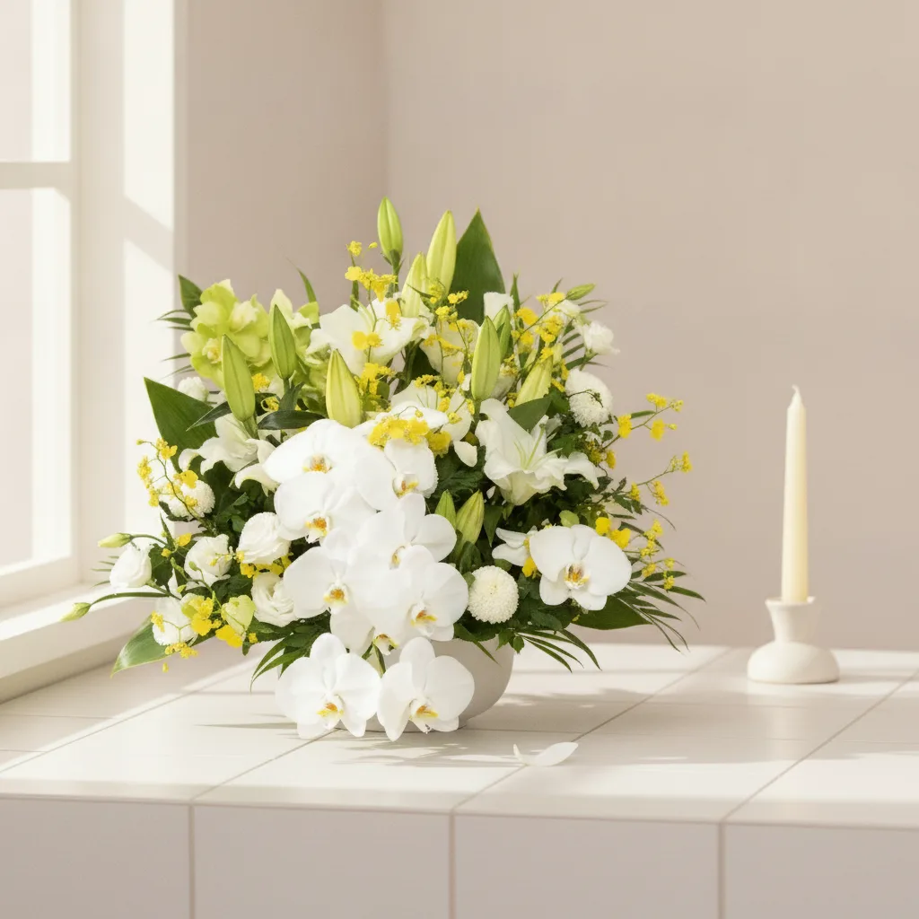 White Flower Basket