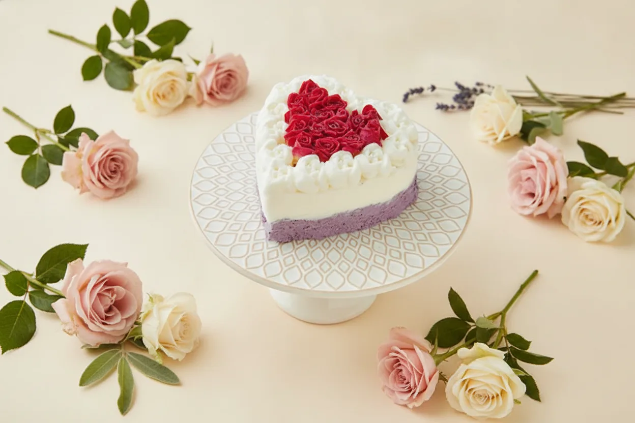 Ice Cake With Rose Topping