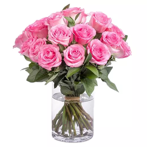Pink Roses Bouquet In A Vase