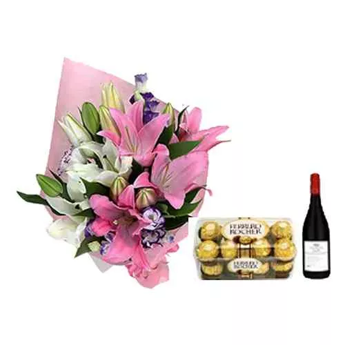 Lilies, Wine & Chocolates Ensemble