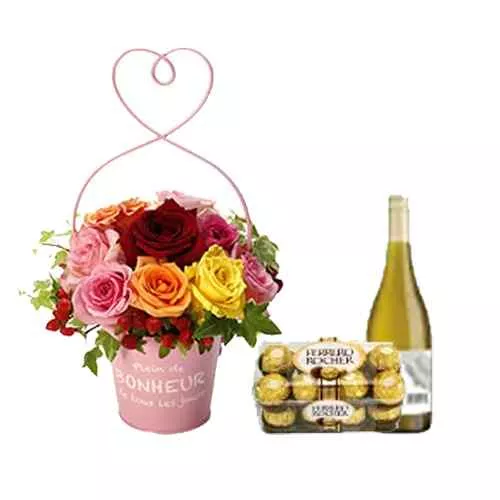 Roses, Wine & Chocolates Trio