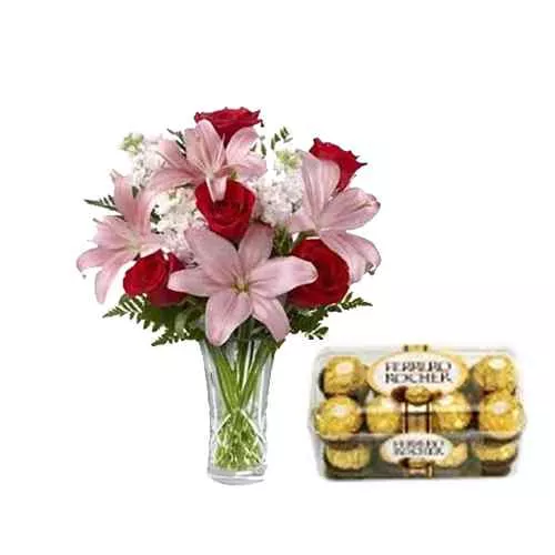 Luxurious Floral And Chocolate Gift