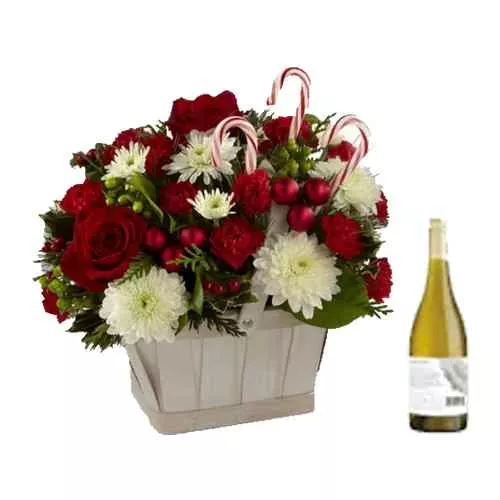 Flower Basket & Imported White Wine