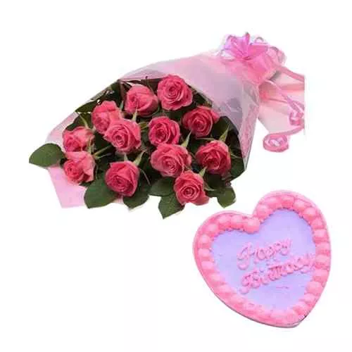 Pink Roses & Ice Cream Cake