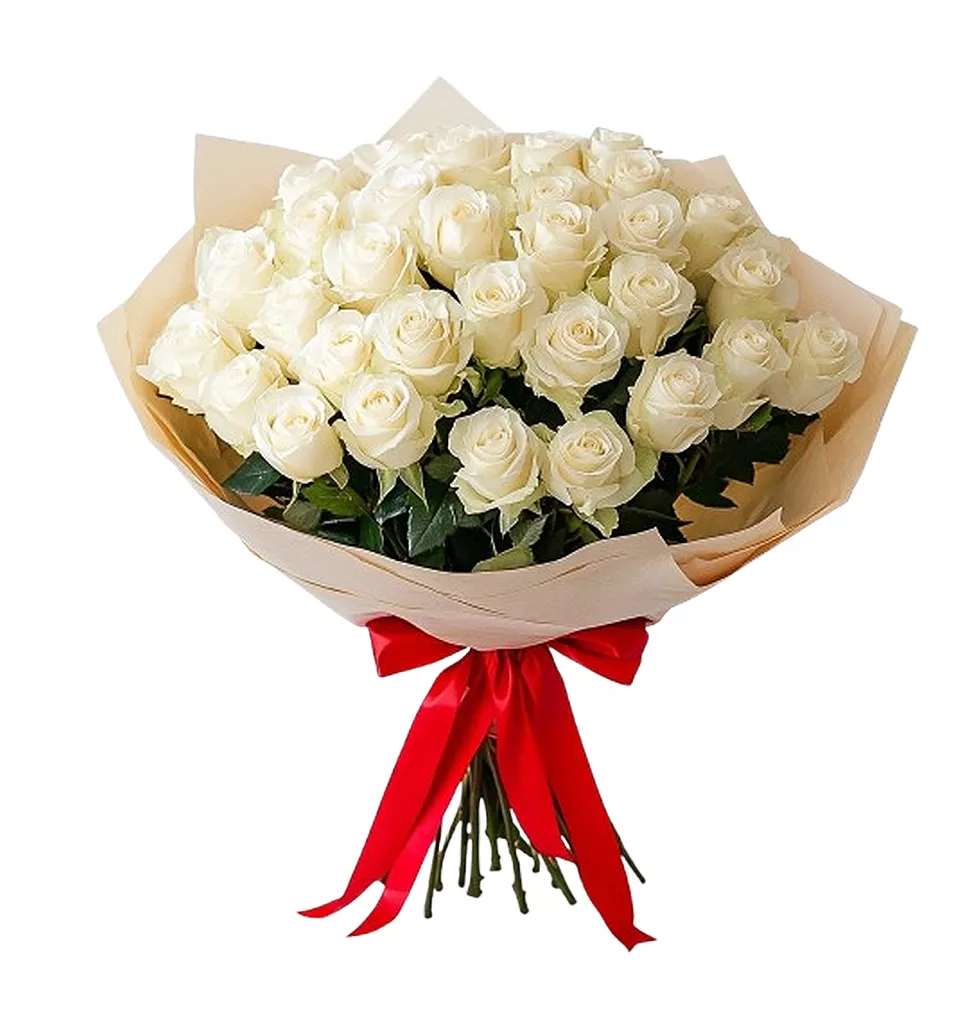 Elegant Adores: 51 White Roses Bouquet