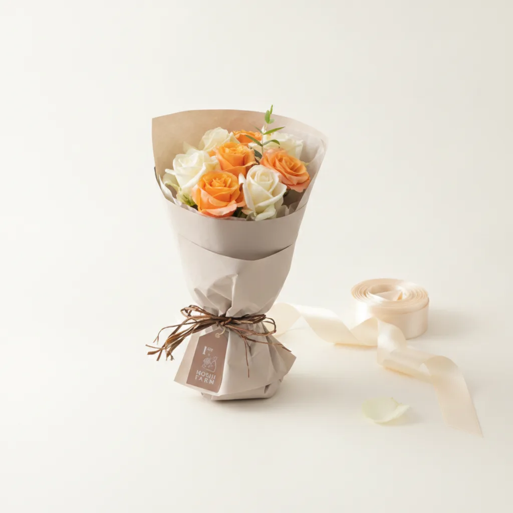Charming Orange & White Rose Bouquet
