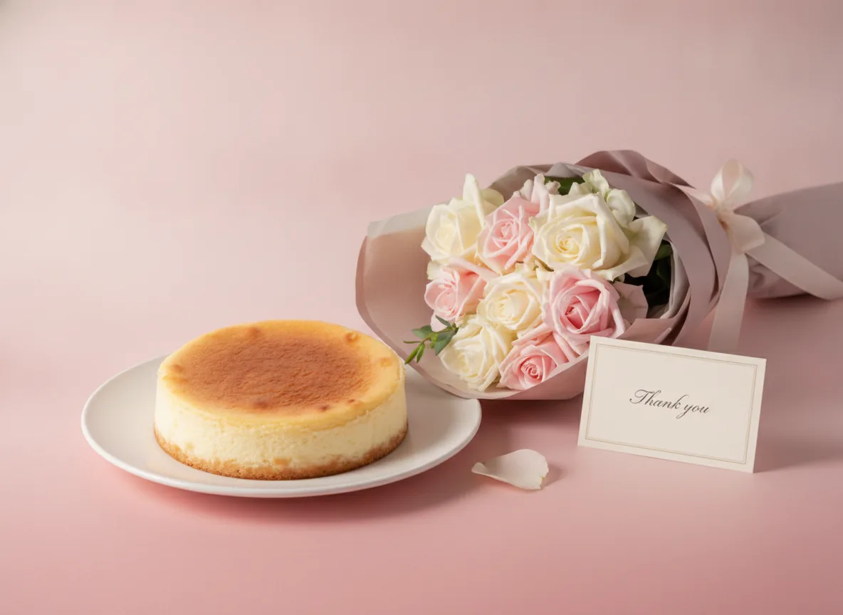 Classic Cheese Cake & Rose Bouquet