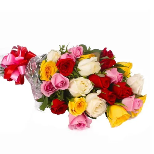 Colorful Roses In A Vase