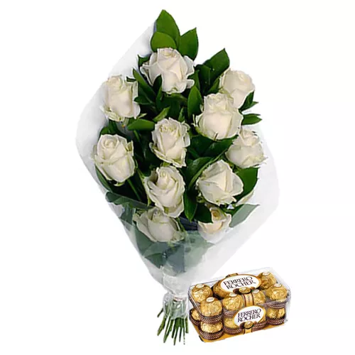 White Roses with Chocolate